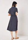 Batik Tile Shirt Midi Dress, Navy, large