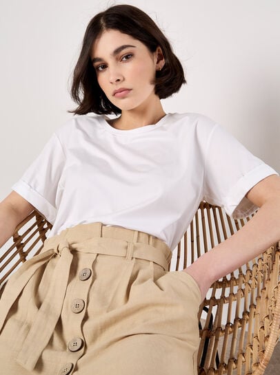 Paper Bag Button-Down Mini Skirt