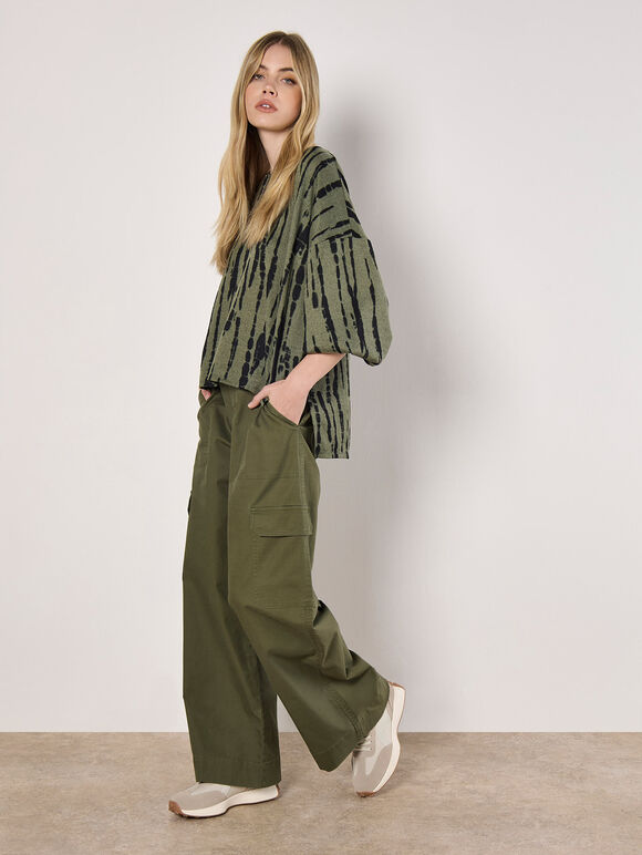 Tie Dye Stripe Top, Khaki, large