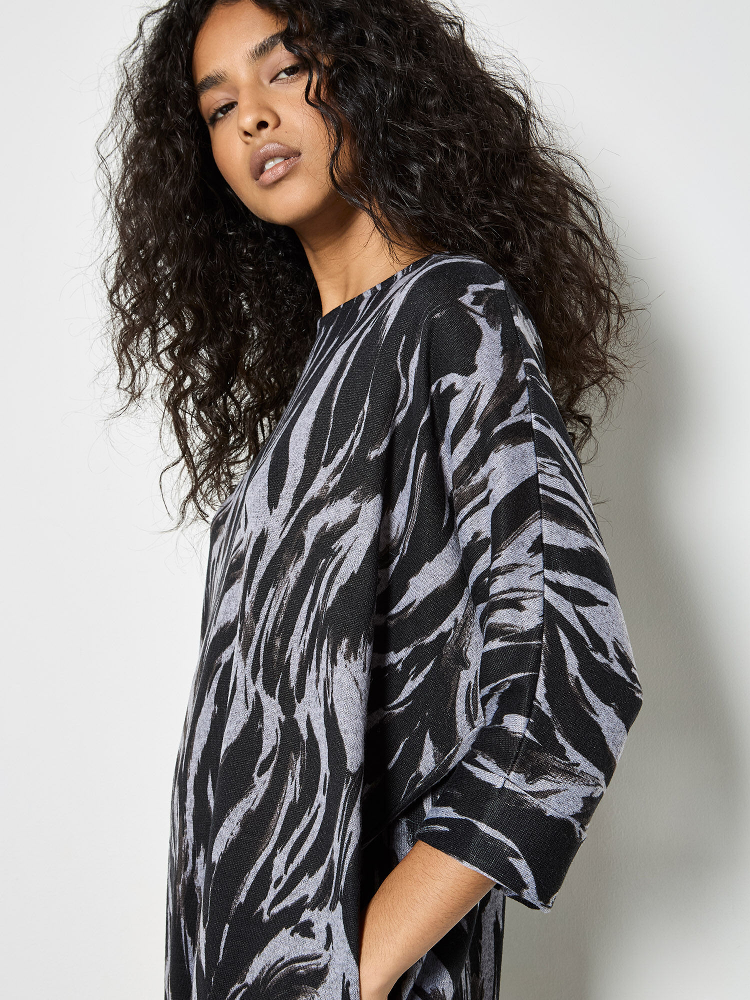Zebra Print Knitted Cocoon Mini Dress | Apricot Clothing