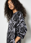 Zebra Print Knitted Cocoon Mini Dress, Grey, large