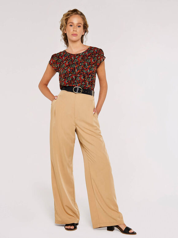 Ditsy Tulip Sleeve Top, Navy, large