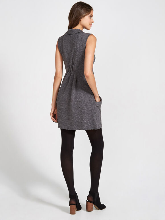 Swirl Jacquard 2pkt Btn Nk Tunic, Grey, large