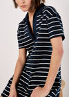 Cotton Stripe Polo Mini Dress, Navy, large