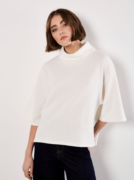 Waffle Knit Mock Neck T-Shirt
