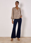 Paisley Print Shimmer Blouse, Grey, large