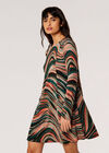 Swirl Jersey Knit Swing Mini Dress, Orange, large
