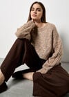 Iridescent Sequin Cable Knit Jumper, Brown, large