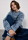 Pointelle Knit Stripe Jumper, Blue, large
