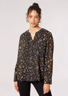 Vintage Floral Pintuck Pleat Blouse , Black, large