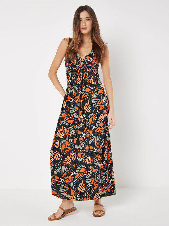 Butterfly Wings Jersey Maxi Dress, Green, large