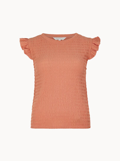 Textured Jersey Ruffle Sleeve T-Shirt