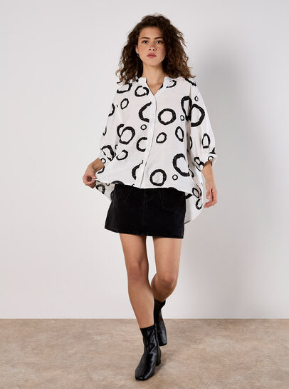 Abstract Circles Oversized Blouse