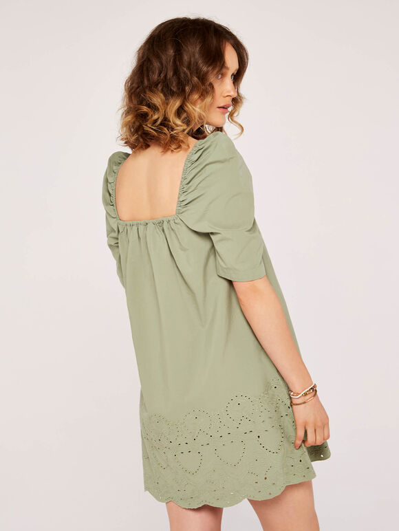 Broderie Anglaise Milkmaid Dress, Mint, large