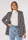 Tweed Oversized Tailored Blazer, Burgundy, large