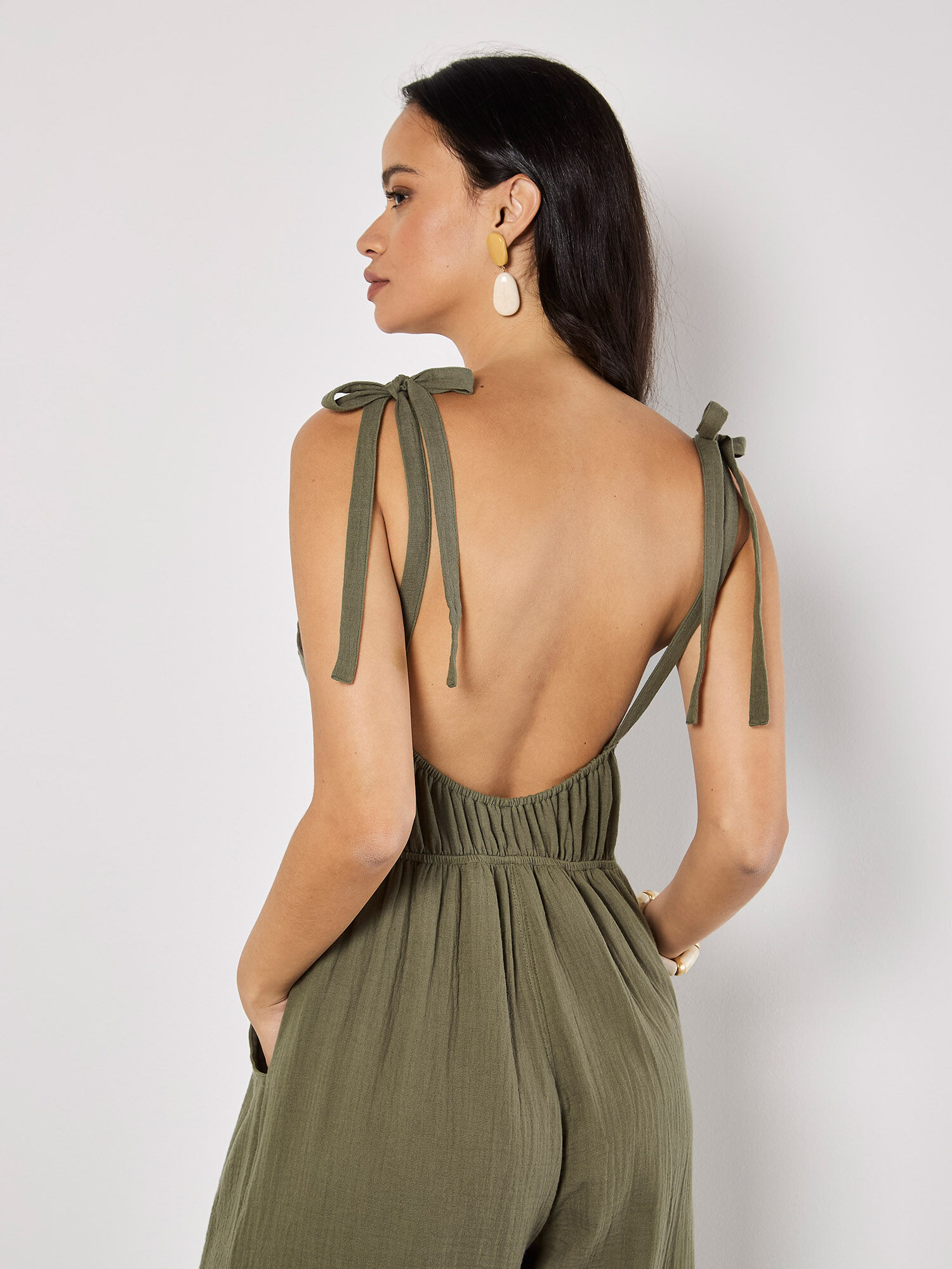 スーツ NEAT AWC TROPICAL WIDE 46 Coral Chic Front Zip Elastic Back Wide Palazzo Jumpsuit