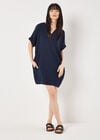 Textured Cotton Oversized T-Shirt Dress, Navy, large