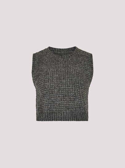 Cropped Waffle Knitted Vest Top