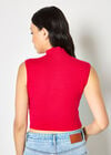 High Neck Knitted Crop Top, Red, large