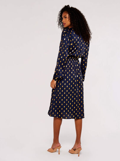 Metallic Gold Spot Midi Dress