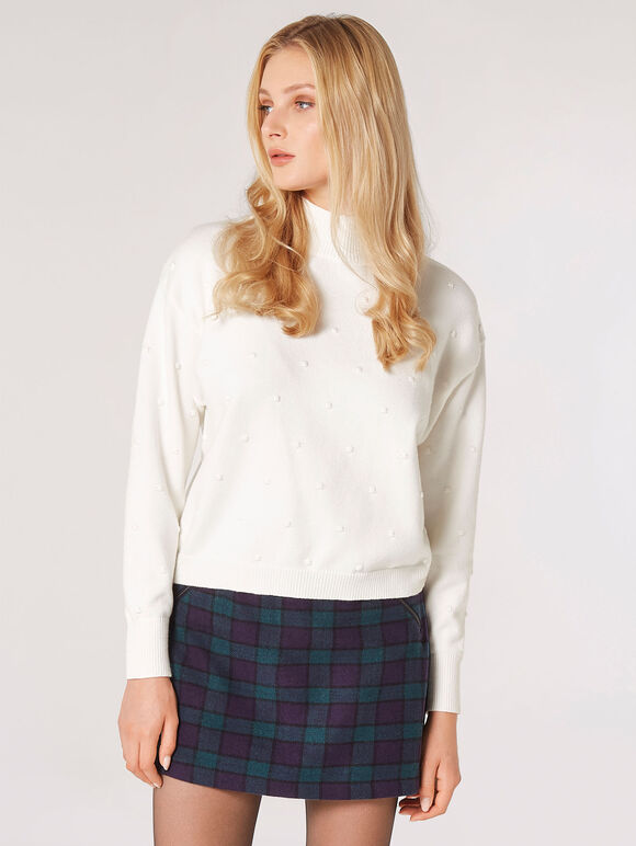 Oversized Mockneck Jumper, White, large