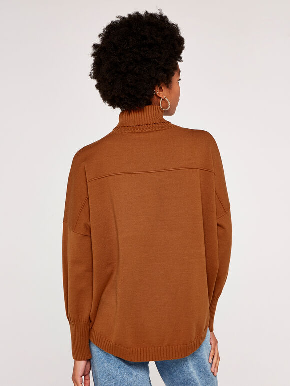 Turtle Neck Jumper, Rust, large