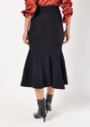 Flute Hem Knitted Midi Skirt, Black, large