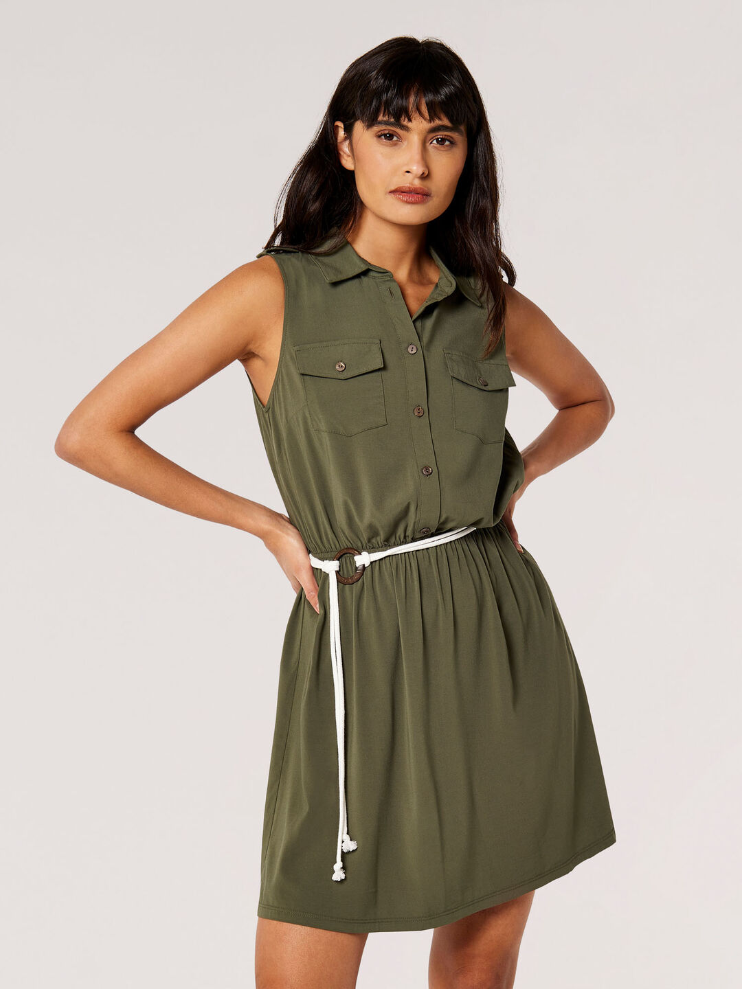 Sleeveless Shirt Mini Dress