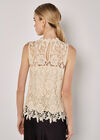 Guipure Floral Lace Top, Cream, large