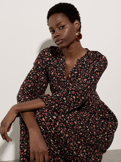 Ditsy Floral Crepe Midi Dress