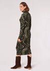 Marble Swirl Knit Midi Dress, Khaki, large