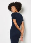 Cable Knit Contrast Trim Midi Dress, Navy, large