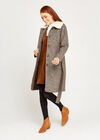 Brown Check Wool Blend Coat, Brown, large