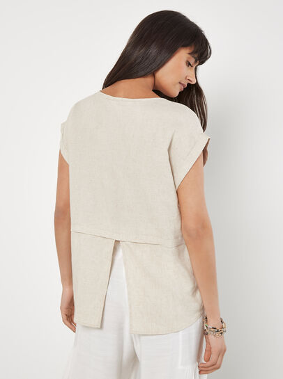 Linen Blend Split Back Oversized Top
