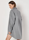 Pinstripe Oversized Shirt Mini Dress, Grey, large