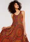 Moroccan Mandala Midi  Dress, Red, large