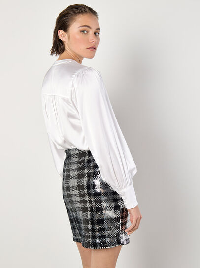 Check Sequin Mini Skirt