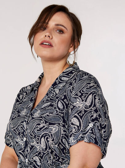 Curve Paisley Shirt Midi Dress