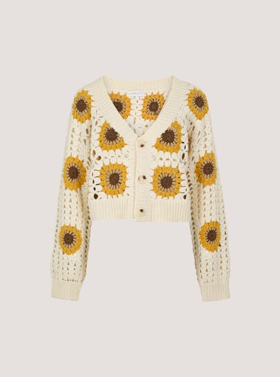 Sunflower Hand-Knit Crochet Cardigan