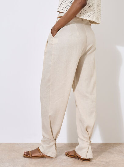 Linen Blend Cinch Hem Trousers