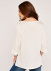 Triple Button Asymmetric Top, Cream, large