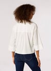 Cropped Wide Sleeve Shirt, White, large