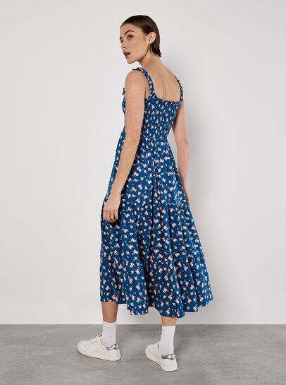 Ditsy Floral Smocked Midi Dress