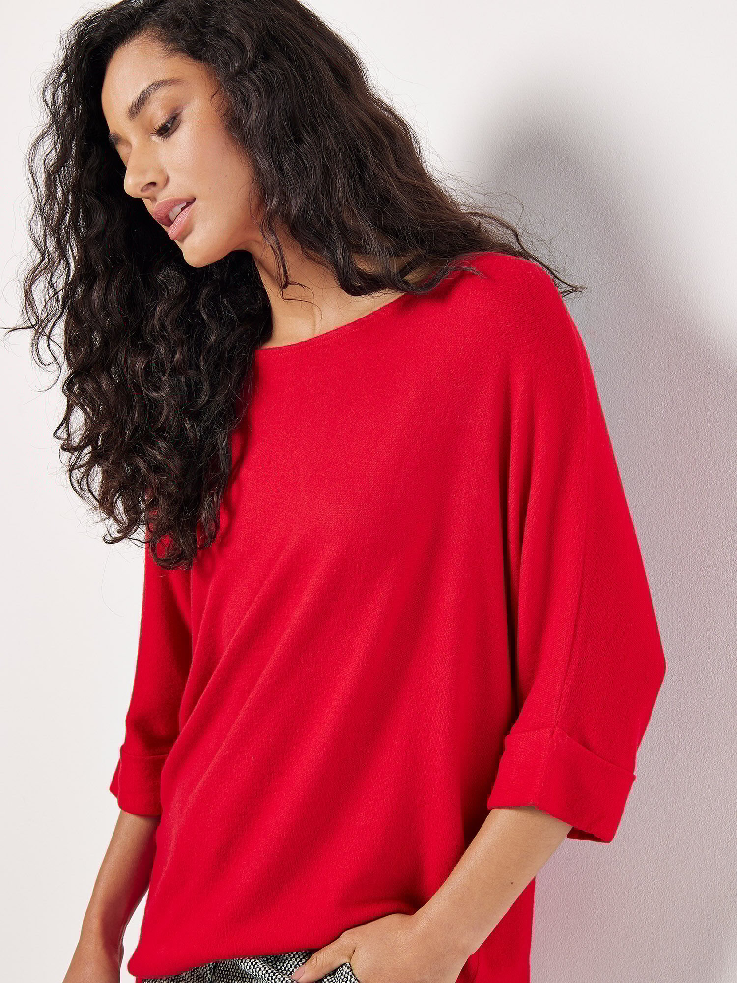 Soft Touch Batwing Top Apricot Clothing