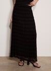 Ruched Chiffon Maxi Skirt, Black, large
