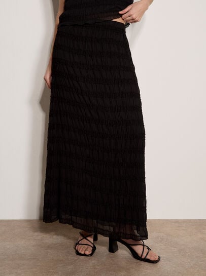 Ruched Chiffon Maxi Skirt