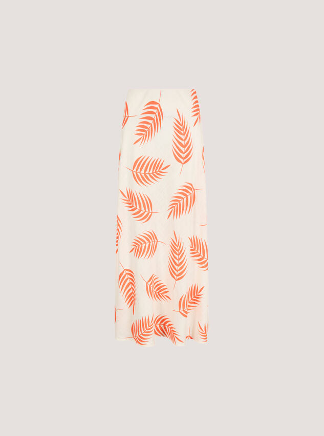 Tropical Leaf Bias Maxi Skirt, Cream, large