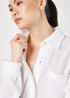 Textured Cotton Oversized Shirt, White, large