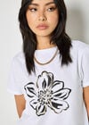 Gold Foil Flower Graphic T-Shirt, White, large