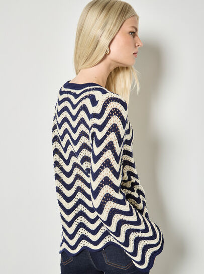 Stripe Waves Pointelle Knit Jumper